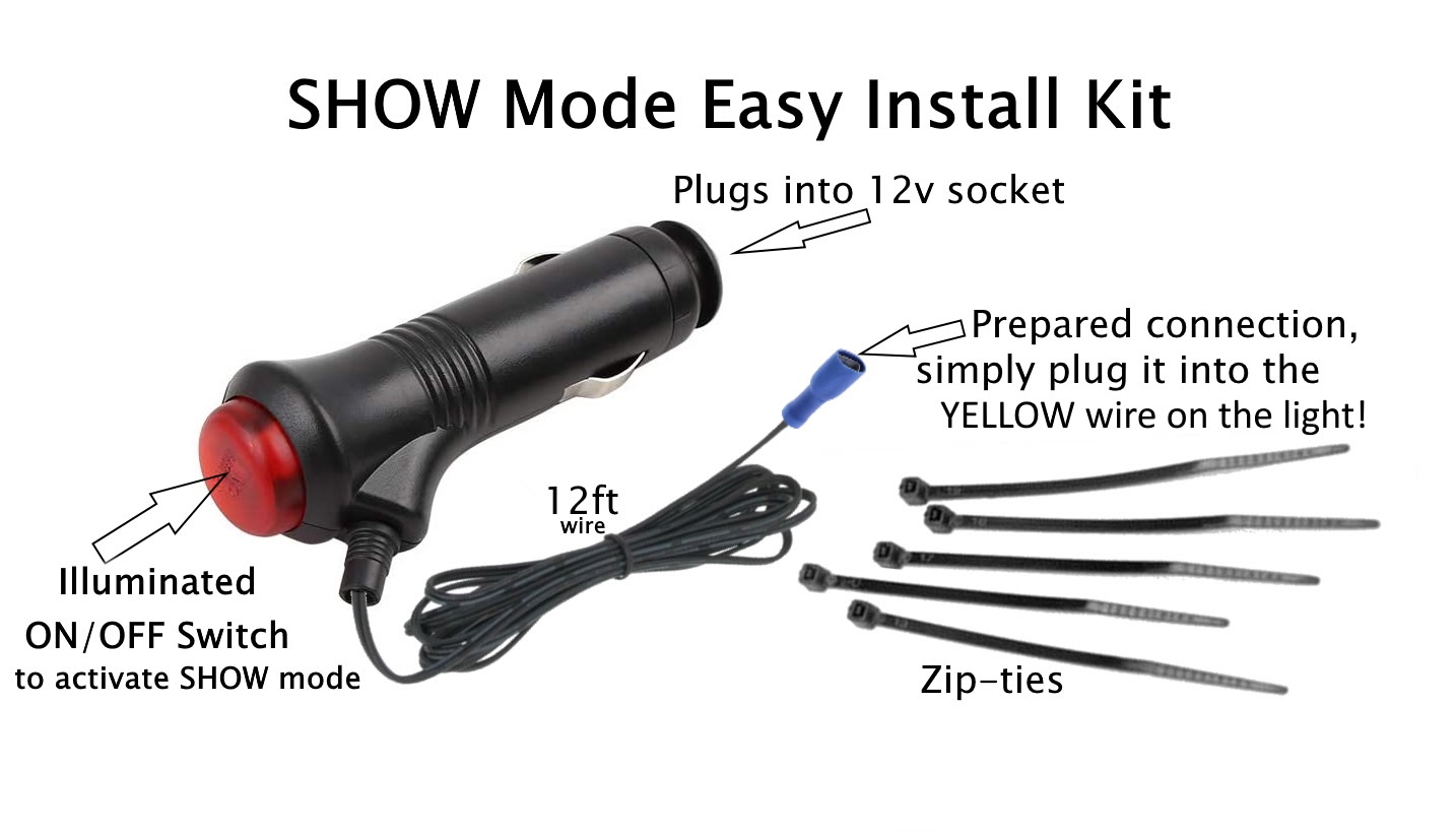 SHOW Mode Easy Install Kit contents and installation diagram